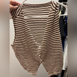 Striped Brown and White Knit Vest